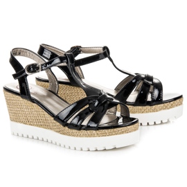 Kylie Lackierte Keilsandalen schwarz 1