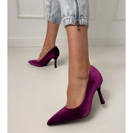 Violet Velourspumpen auf einer hohen Ferse violett 5