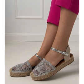 Silber Openwork Espadrilles Sandalen 1