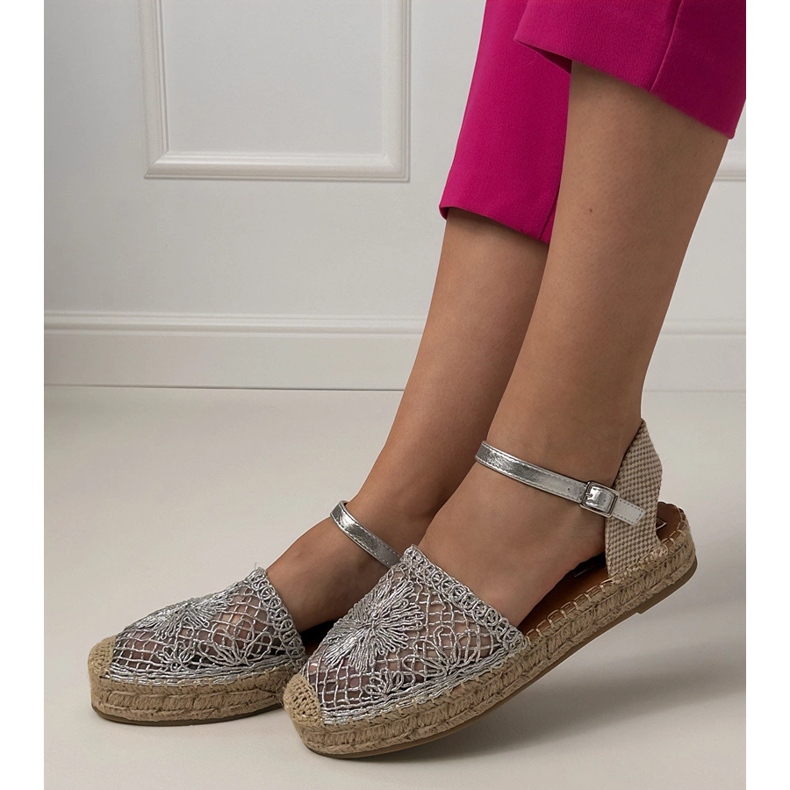 Silber Openwork Espadrilles Sandalen silber- 1