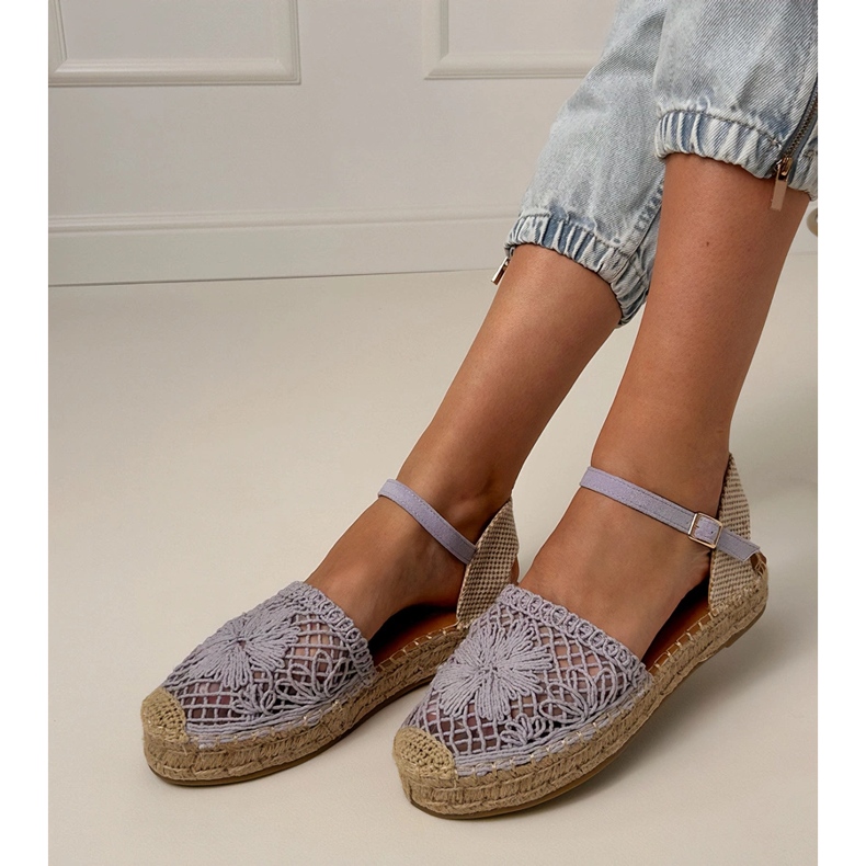 Openwork Espadrilles lila Sandalen violett 1