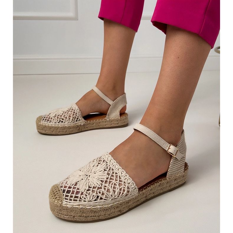 Beige Sandals Openwork Espadrilles 1
