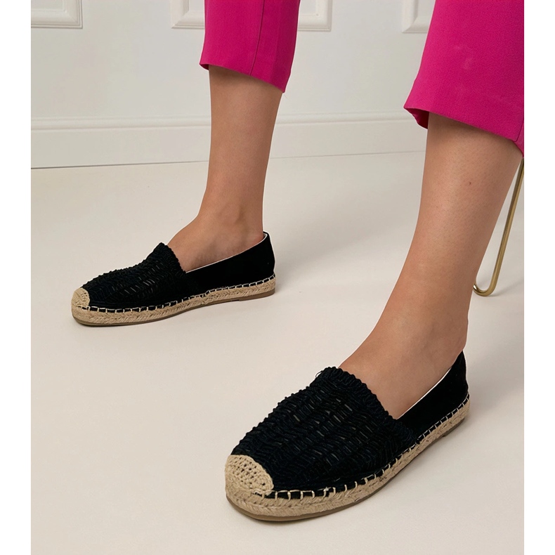 Black Openwork Espadrilles auf der Plattform schwarz 1