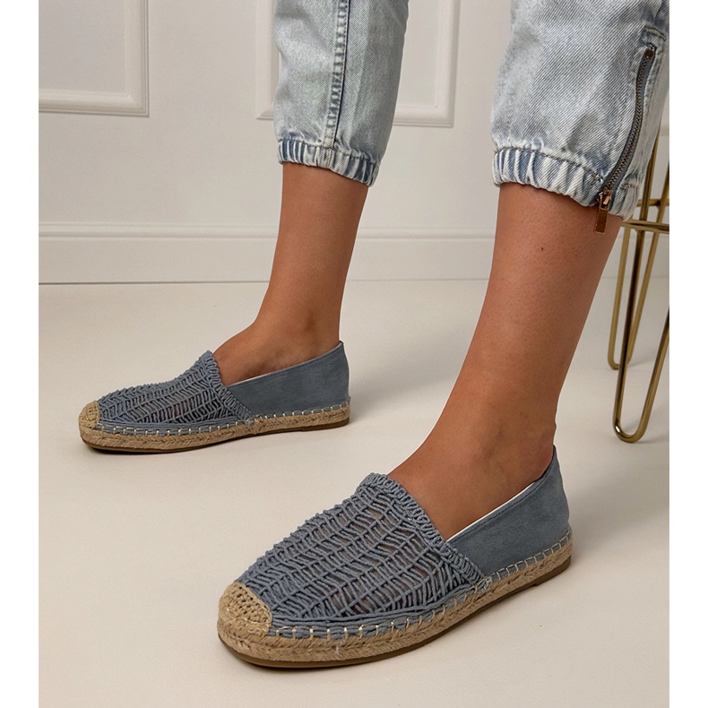 Blue Openwork Espadrilles auf der Plattform blau 1
