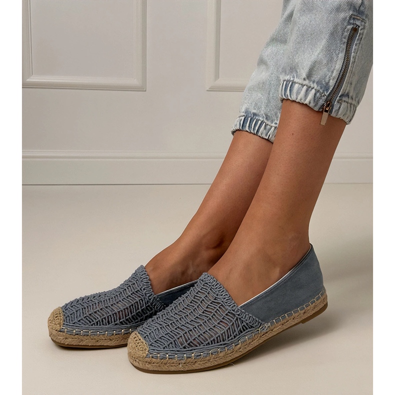 Blue Openwork Espadrilles auf der Plattform blau 2