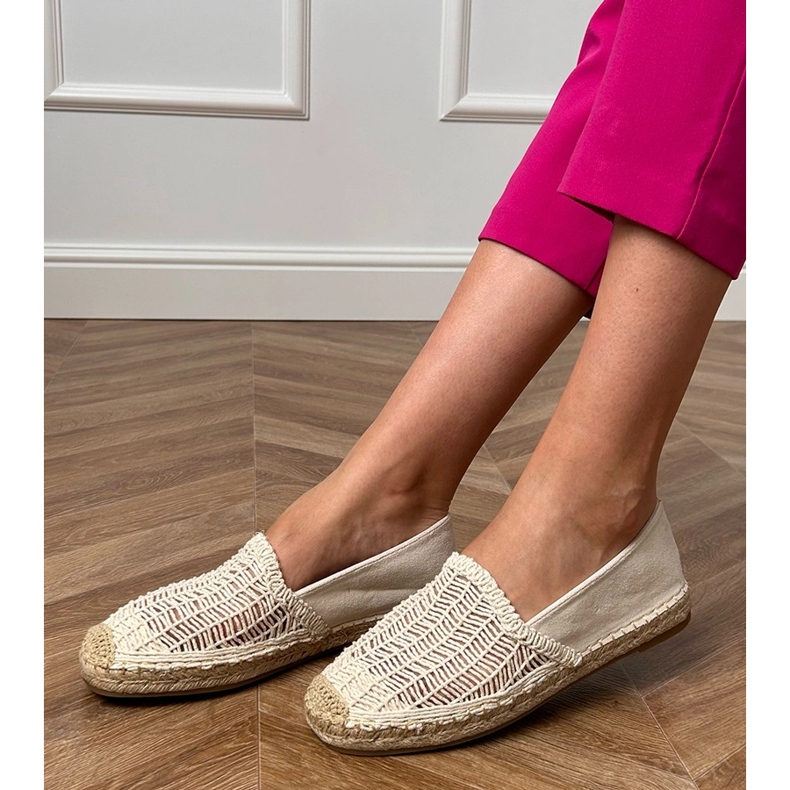 Beige Openwork Espadrilles auf der Plattform 1