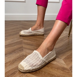 Beige Openwork Espadrilles auf der Plattform 2