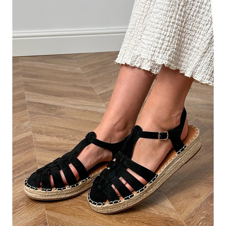 Schwarze Sandalen Espadrilles Gladiator aus Ekozamszu 1