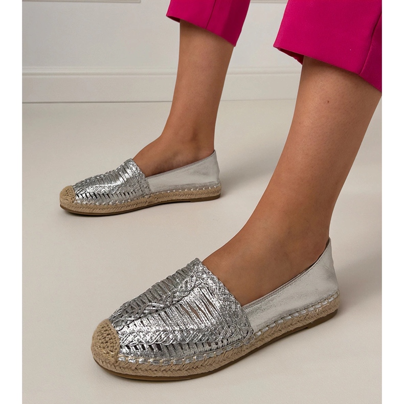 Silver Openwork Espadrilles auf der Plattform silber- 1