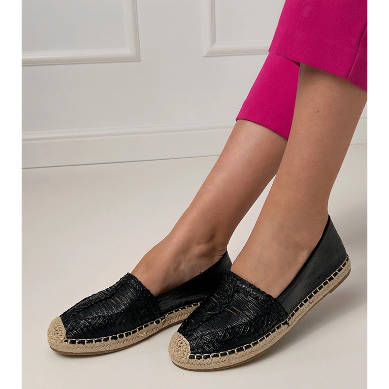Black Openwork Espadrilles auf der Plattform schwarz 1