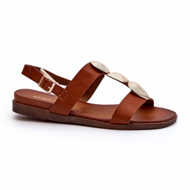 Flache Damensandalen mit Dekorationen Sergio Leone SK072H Braun 1