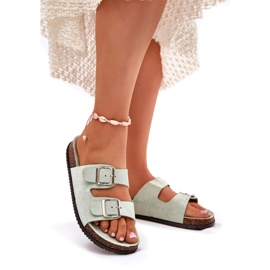 Damenflip Flops mit Minzschnallen grün 1