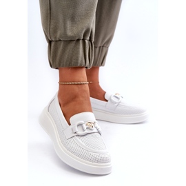 S.Barski Damenleder -Laibers auf Platforma Białe S. Barski LR720 mit einer Verzierung weiß 3