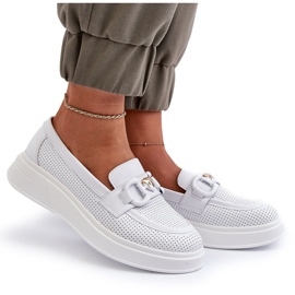 S.Barski Damenleder -Laibers auf Platforma Białe S. Barski LR720 mit einer Verzierung weiß 4