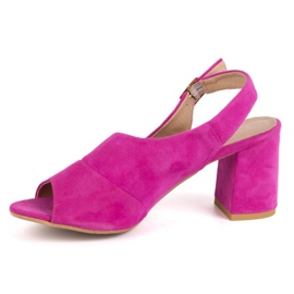 Olivier Frauen High Heels N1818 Sandalen aus natürlicher Wildleder -Lederfuchsia rosa 1