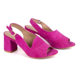 Olivier Frauen High Heels N1818 Sandalen aus natürlicher Wildleder -Lederfuchsia rosa 2