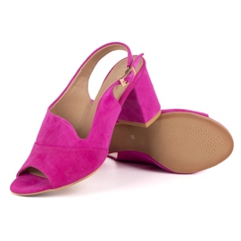 Olivier Frauen High Heels N1818 Sandalen aus natürlicher Wildleder -Lederfuchsia rosa 3