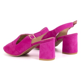 Olivier Frauen High Heels N1818 Sandalen aus natürlicher Wildleder -Lederfuchsia rosa 4