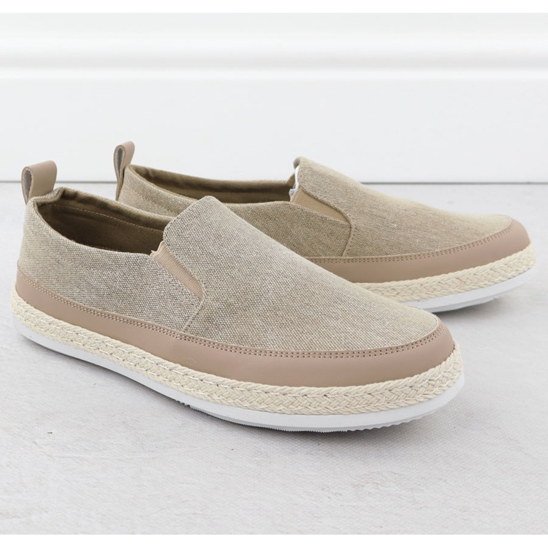 Herrenschuhe Espadrilles rutschten Khaki Nowacki 0017-T aus beige 1