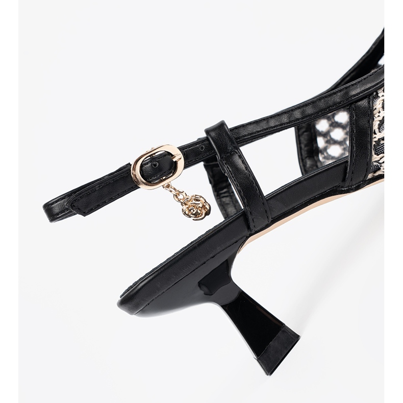 Goodin Schwarze Openwork -Pumpen mit niedrigen Tischungen 1