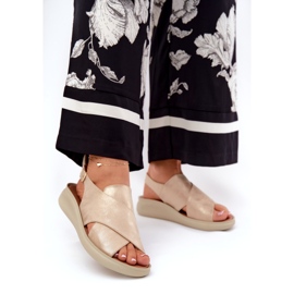 Jezzi Frauensandalen von Öko-Leder-Golden 2