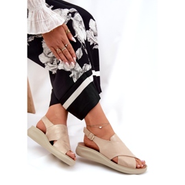 Jezzi Frauensandalen von Öko-Leder-Golden 5