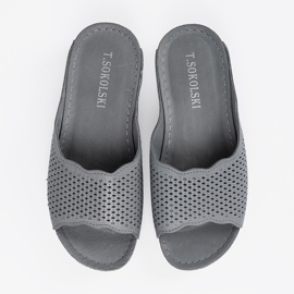T.Sokolski Ledergrau Flip Flops 4