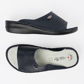 Flip Flops von Marine Damen mit einem Ledereinsatz blau 1