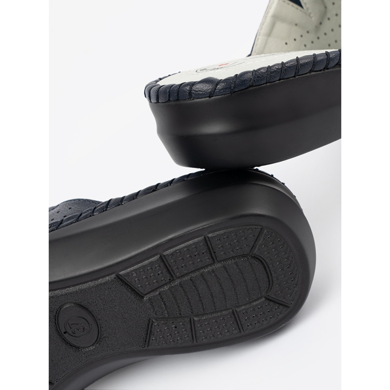 J. Star Flip Flops mit einem Leder dunkelblau 1