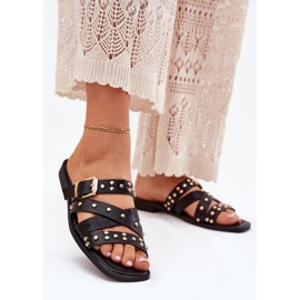 Dekorierte Frauen -Flip -Flops für Frauen mit Frauen mit Streifen und schwarze Klemme 2