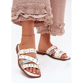 Dekorierte Frauen -Flip -Flops für Frauen mit Frauen mit Streifen und weiße Klemme 2