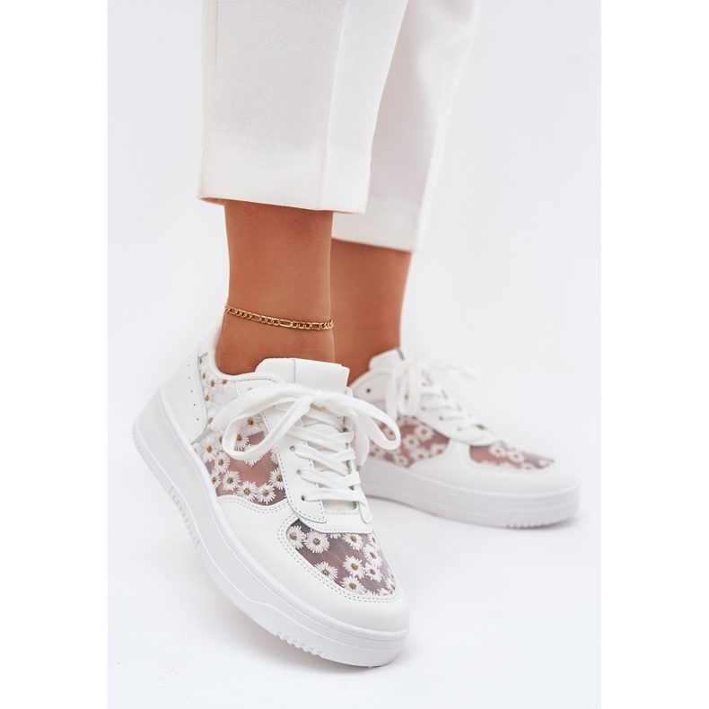Frauen -Mesh -Sneaker White Stokrotki weiß 2