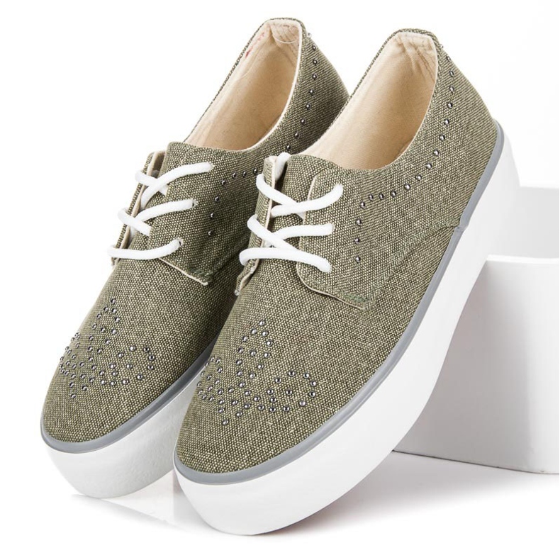 Kylie Turnschuhe mit Kristallen grün 1