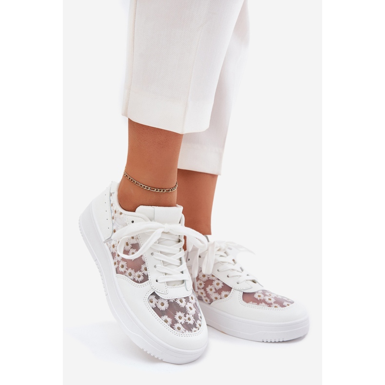Frauen -Mesh -Sneaker White Stokrotki weiß 1