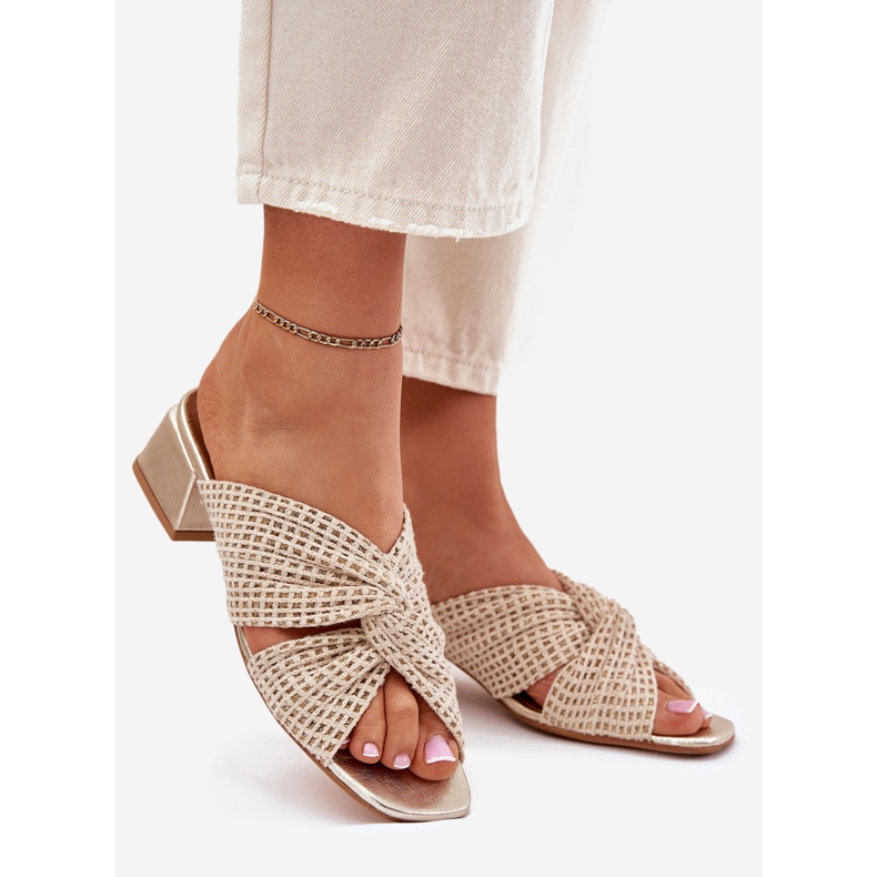 Damenschuhe auf dem Maciejka-Block 06955-25 Beige-Gold 1
