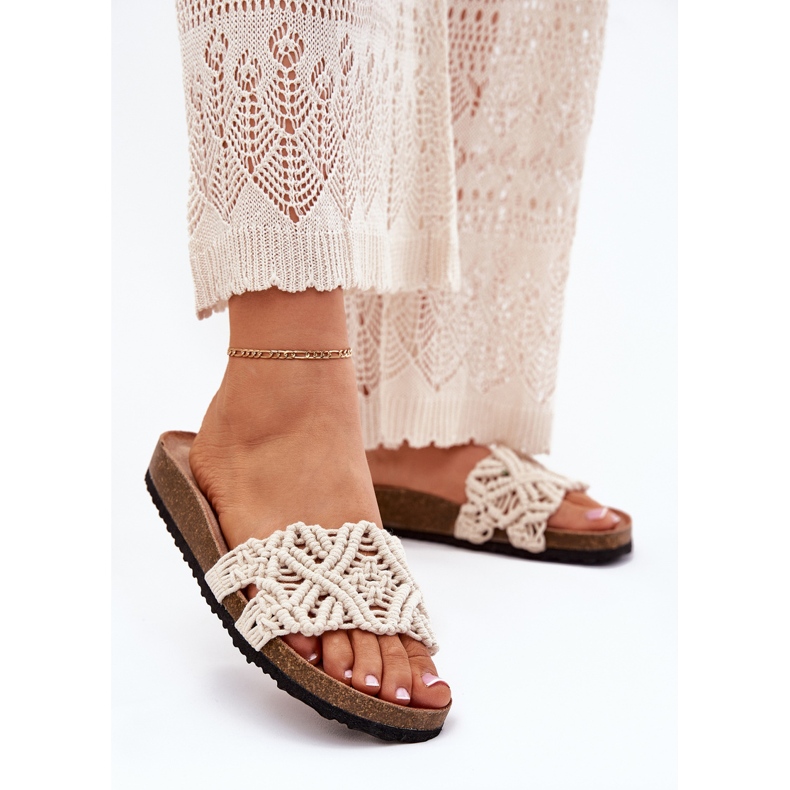 Damenflip Flops auf der Korkplattform Beige 2
