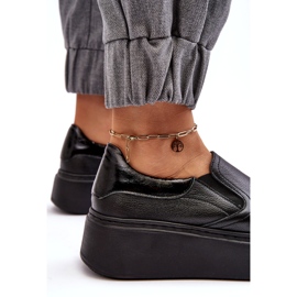 Frauen -Leder -Sportschuhe auf der Plattform schwarzer Lemar 3