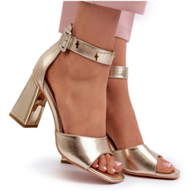 Evento Elegante goldene Damensandalen mit hohen Absätzen 4