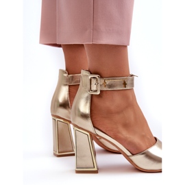 Evento Elegante goldene Damensandalen mit hohen Absätzen 2