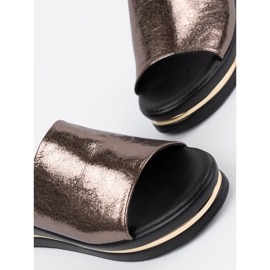 Goodin Metallic Damen -Pantoffeln auf der Plattform braun 1