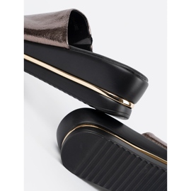 Goodin Metallic Damen -Pantoffeln auf der Plattform braun 2