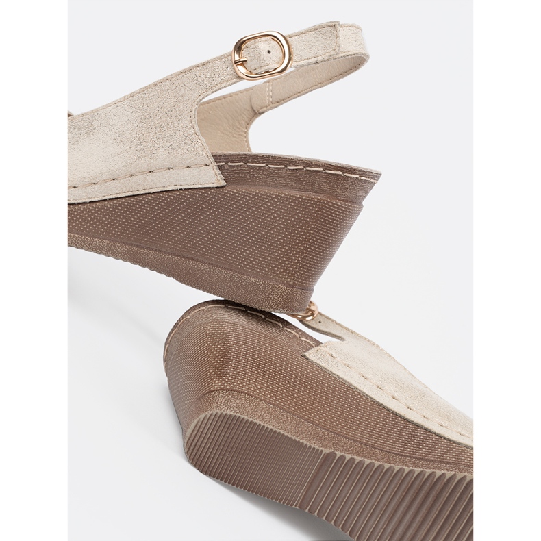 Goodin Goldene Frauensandalen auf Keil 1