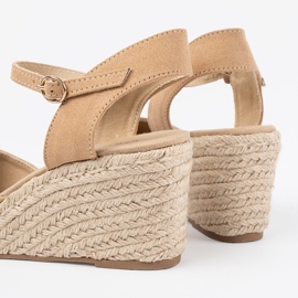 Shelvt Beige Sandalen Espadrilles auf Keil 2