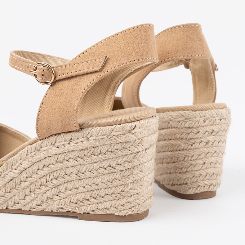 Shelvt Beige Sandalen Espadrilles auf Keil 2