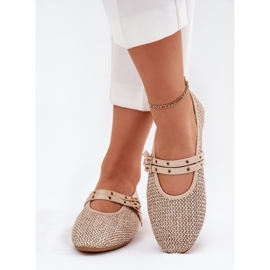 Ballerinas mit Geflecht und beige Streifen 3