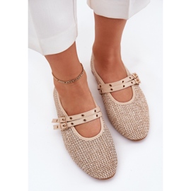 Ballerinas mit Geflecht und beige Streifen 5
