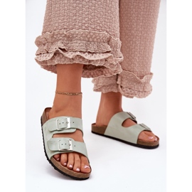 Damenflip Flops auf der Cork -Plattform -Münzklemmen grün 2