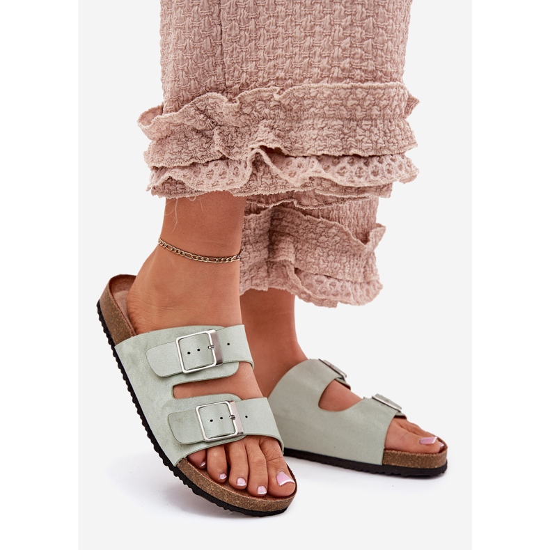 Damenflip Flops auf der Cork -Plattform -Münzklemmen grün 1