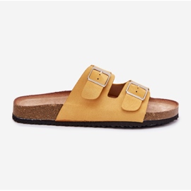 Flip Flops für Frauen auf der Korkplattform, gelbe Klemmen 8