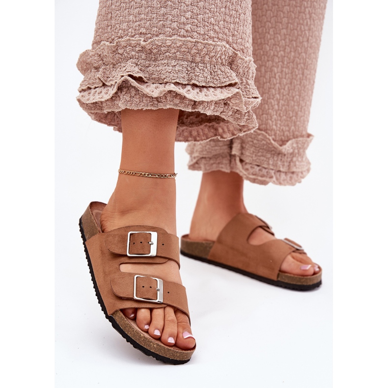Women's Flip Flops auf der Camel Camel Cork -Plattform braun 2